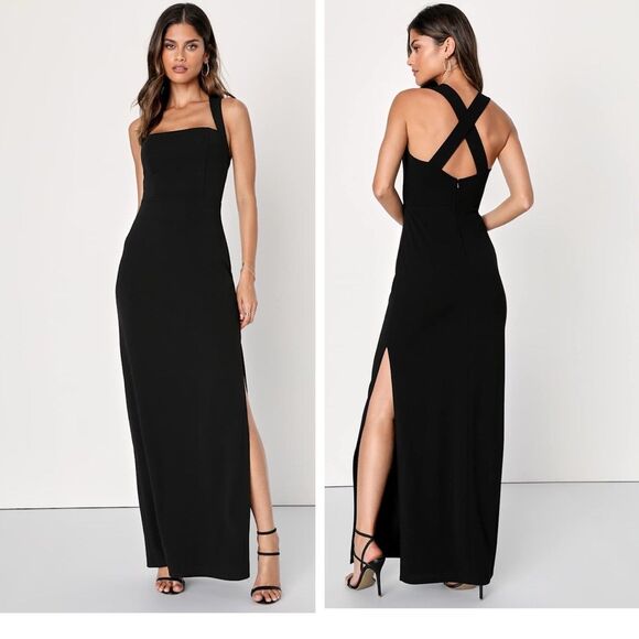 Lulus Glamorous Dedication Black Sleeveless Column Maxi Dress Size Small Wedding - Picture 1 of 9